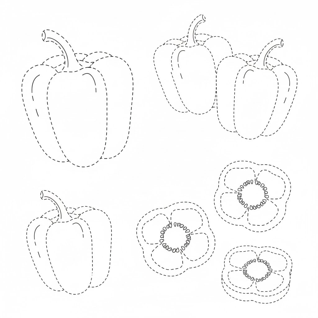 🫑 Bell Pepper - Trace and Color