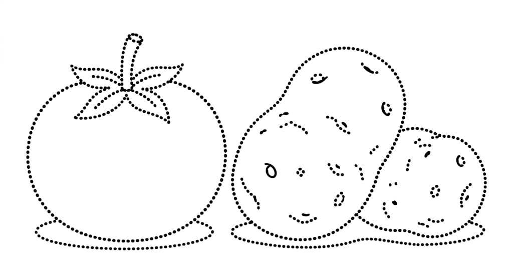 🍅🥔 Tomato & Potatoes - Trace and Color