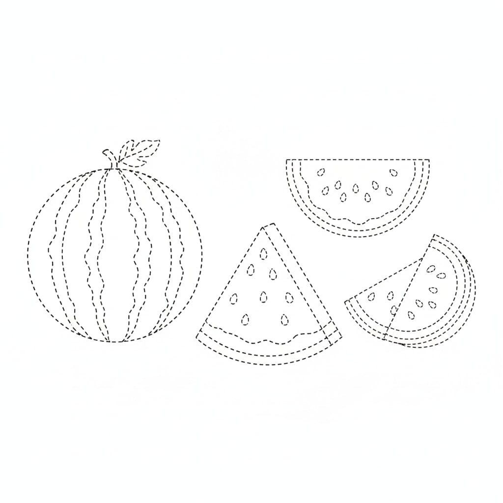 🍉 Watermelon - Trace and Color