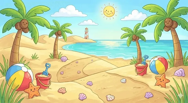 Beach Paradise Jigsaw Puzzle - Palm Trees, Lighthouse & Tropical Scene